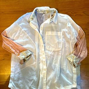 Free people “rainbow ray” long sleeve button down pastel